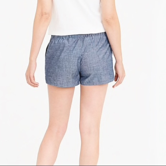 J.CREW Popular & Classic Chambray Tie Waist Shorts 3" Inseam - Picture 3 of 7